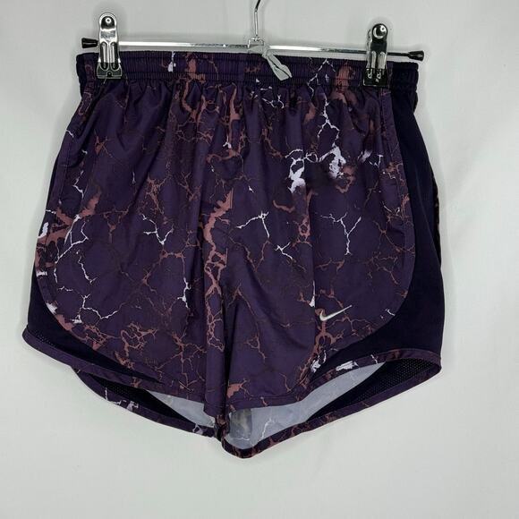 Nike Dri-Fit Shorts W/Liner Womens XS Purple Marble Athletic Running Gym Workout - Picture 1 of 4